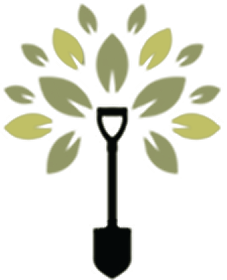 Logo pelle et feuilles vertes ferrai aménagement paysagiste écologique à Carcassonne