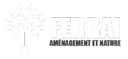 Logo ferrai aménagement avec arbre stylisé, spécialiste aménagement nature à Carcassonne